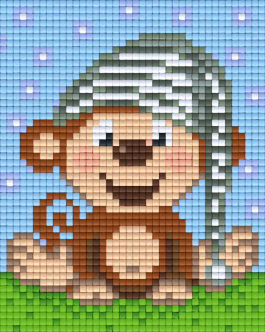 Monkey Night Cap One [1] Baseplate PixelHobby Mini-mosaic Art Kits image 0